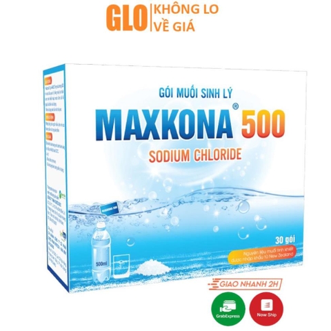 Hộp 30 Gói Muối Sinh Lý MAXKONA 500, Gói Pha Để Súc Họng, Súc Miệng, Rửa Mũi Xoang