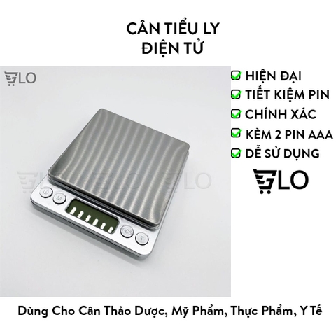 Cân Tiểu Ly 0.5Kg/1Kg/3Kg Cao Cấp Độ Chính Xác Cao(Tặng Kèm 2 Pin AAA, 2 Khay Nhựa)