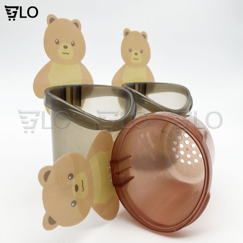 Cốc Ly Đựng Bàn Chải Đánh Răng Hình Gấu Nâu Dán Tường Dễ Thương - Nhựa ABS Cao Cấp, Tiện Lợi, Chống Đọng Nước