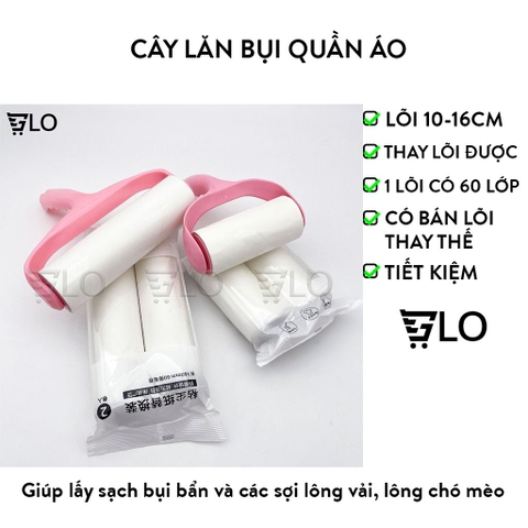 Cây Lăn Bụi Quần Áo Loại Lớn 10cm/16cm, 2 Cuộn Lăn Thay Thế – Gọn Nhẹ, Sạch Sẽ Từng Sợi Vải