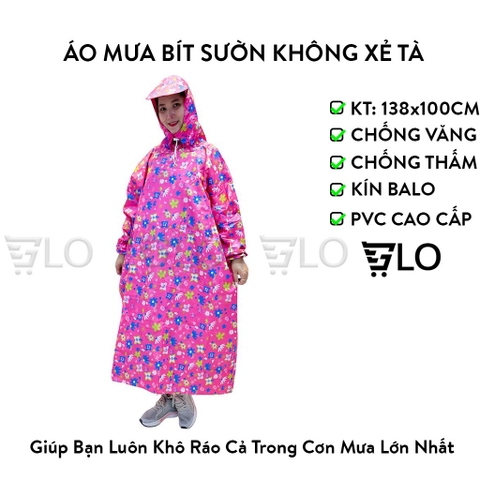 Áo Mưa Bít Sườn Không Xẻ Tà Vải Dù Tiện Lợi