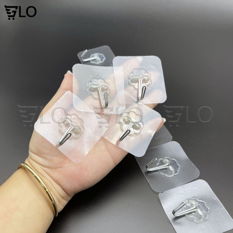 Móc Treo Dính Tường Siêu Chắc 6x6cm - Inox Không Gỉ, Tải Trọng 5kg, Nhựa Trong Suốt