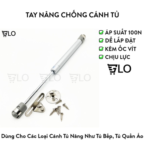 Tay Nâng Chống Cánh Tủ 100N – Đóng Mở Êm Ái, Bền Bỉ Gấp 5 Lần Phụ Kiện Thường