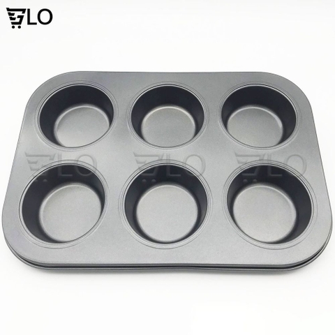 Khuôn Nướng Làm Bánh Cupcake, Muffin, Rau Câu 6 Ô Kích Thước 26x19x2,5cm