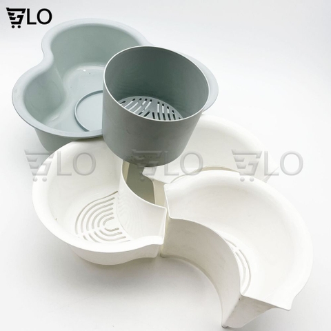 Bộ Rổ Đựng Ăn Lẩu 4 Ngăn 2 Tầng 34x12cm