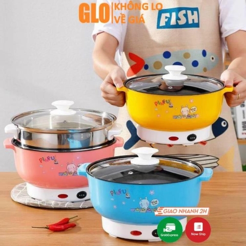 Nồi Lẩu Điện Mini 26cm Vung Kính 1000w Siêu Tốc