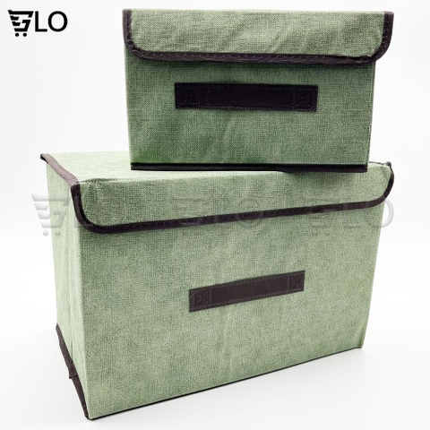 Combo 2 Hộp Vải Đựng Đồ Đa Năng, Thùng Đựng Quần Áo, Đồ Lót, Đồ Chơi Gấp Gọn Bằng Vải, Cứng Cáp Có Nắp Đậy