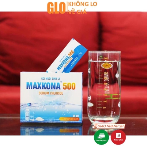 Hộp 30 Gói Muối Sinh Lý MAXKONA 500, Gói Pha Để Súc Họng, Súc Miệng, Rửa Mũi Xoang