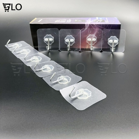 Móc Treo Dính Tường Siêu Chắc 6x6cm - Inox Không Gỉ, Tải Trọng 5kg, Nhựa Trong Suốt