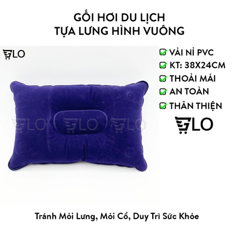 Gối Hơi Du Lịch Tựa Lưng Hình Vuông 38x24cm - Thư Giãn Mọi Lúc, Dễ Dàng Mọi Nơi