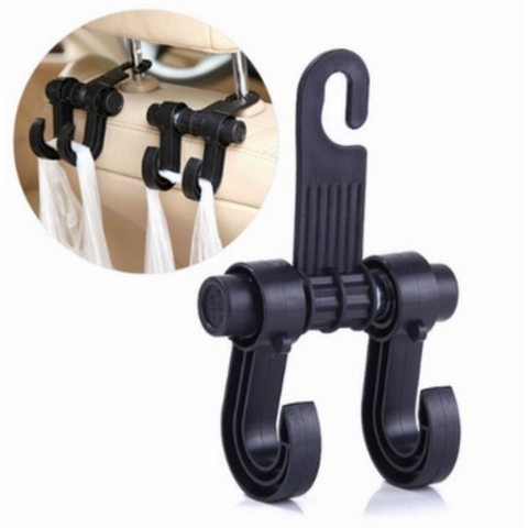 Móc Treo Đôi 2 Chỗ Treo Đồ Sau Ghế Ô Tô - Xoay 180 Độ, Nhựa Cao Cấp, Chịu Tải Lớn