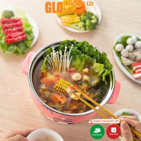 Nồi Lẩu Điện Mini 26cm Vung Kính 1000w Siêu Tốc