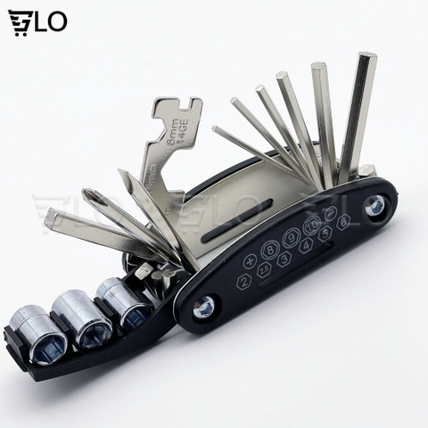 Dụng Cụ Jeep 13 Món Đa Năng Gồm Cờ Lê, Lục Giác, Tua Vít, Sửa Chữa Vá Lốp Xe Đạp