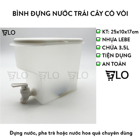 Bình Đựng Nước Trái Cây Có Vòi, Dung Tích 3.5l Để Tủ Lạnh Đi Dã Ngoại