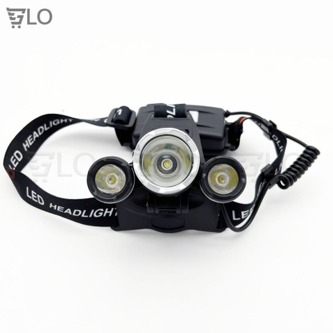 Đèn Pin Đeo Trán Đội Đầu 3 Bóng + 2 Pin Sạc + 1 Cục Sạc