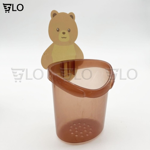 Cốc Ly Đựng Bàn Chải Đánh Răng Hình Gấu Nâu Dán Tường Dễ Thương - Nhựa ABS Cao Cấp, Tiện Lợi, Chống Đọng Nước