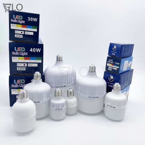 Bóng Đèn Led Trụ Trắng Bulb Siêu Sáng Tiết Kiệm Điện Nguồn 220v Đuôi Đèn Xoáy E27 Chuẩn Châu Âu