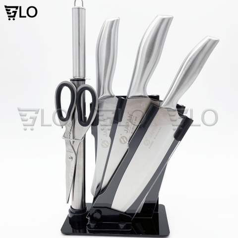 Bộ Dao Nhật Bản Seki 5 Món Làm Từ Thép Không Gỉ Có Kệ Để Dao