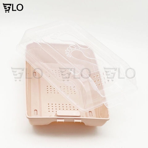 Hộp Đựng Giày Dép Nắp Nhựa Cứng Trong Suốt Có Nắp Đậy Thoáng Khí, Size lớn Chịu Lực 4kg Kích Thước 34 x 21 x 13