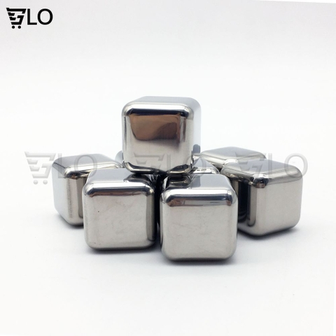 Hộp 8 Viên Đá Lạnh Inox Hình Vuông Không Tan Cooling Cubes Kèm 1 Gắp