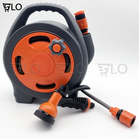 Bộ Vòi Rửa Xe, Tưới Cây Rulo Thu Cuộn Ống Nước Dây Dài 12m