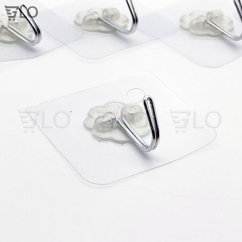 Móc Treo Dính Tường Siêu Chắc 6x6cm - Inox Không Gỉ, Tải Trọng 5kg, Nhựa Trong Suốt