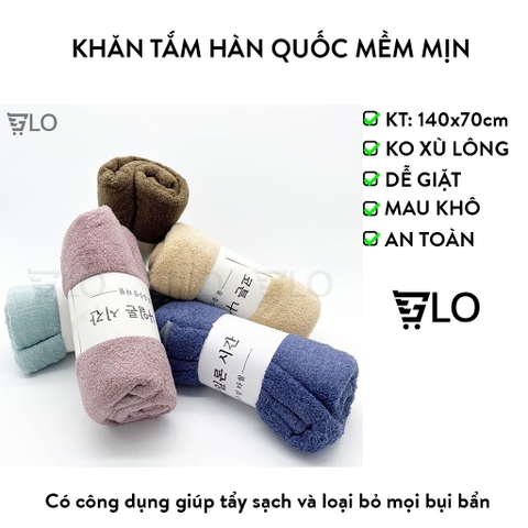 Khăn Tắm Hàn Quốc Mềm Mịn, Kích Thước 140x70cm, Mềm Mại – Thấm Hút Siêu Tốt – Chăm Sóc Làn Da Nhẹ Nhàng
