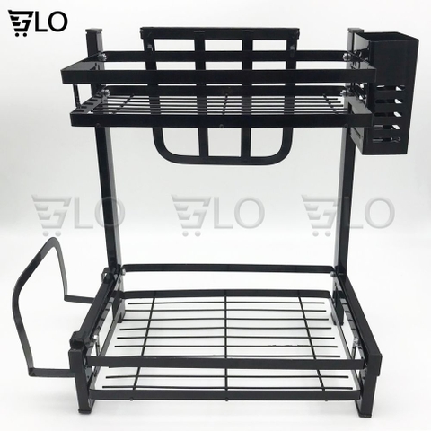 Kệ Đựng Gia Vị 2 Tầng Inox Kích thước 52x32x2.5cm Phủ Sơn Tĩnh Điện Mẫu Mới Để Bàn Cao Cấp