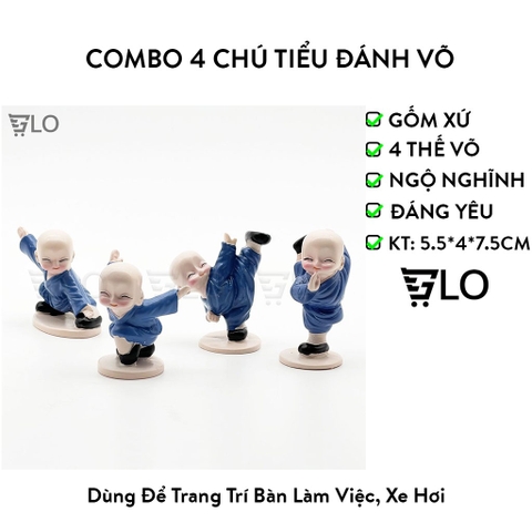 Combo 4 Tượng Chú Tiểu Đánh Võ, Thiếu Lâm Tự Múa Võ La Hán Quyền