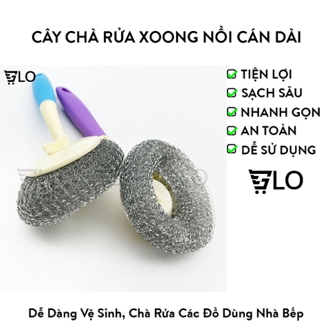 Cây Chà Rửa Xoong Nồi Cán Dài - Cọ Sạch Mọi Ngóc Ngách - Giữ Nhà Bếp Luôn Sáng Bóng