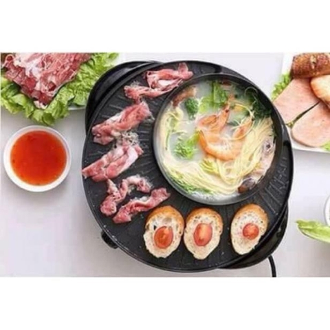 [Hỏa Tốc HCM] Bếp Lẩu Nướng Tròn Kiểu Hàn Quốc 2 In 1