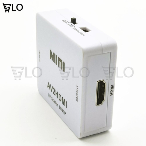 Bộ Box Chuyển Đổi Tín Hiệu AV RCA ra HDMI Model AV2HDMI Hỗ Trợ Độ Phân Giải FullHD 1080P Có Switch 720p và 1080p