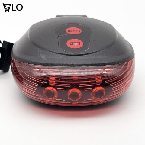 Đèn Led Hậu 2 Dải Laser + 5 Bóng Led Cảnh Báo Xe Đạp Gắn Phía Sau, Chống Nước Giúp Đạp Xe An Toàn Ban Đêm