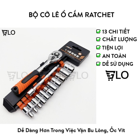 Bộ Cờ Lê Ổ Cắm Ratchet Đa Chức Năng, Bộ Khẩu Tay Vặn 1/4