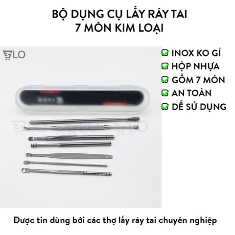 [Inox] Bộ Dụng Cụ Lấy Ráy Tai 7 Món Mẫu Mới Cây Móc Lỗ Tai Chuyên Dụng