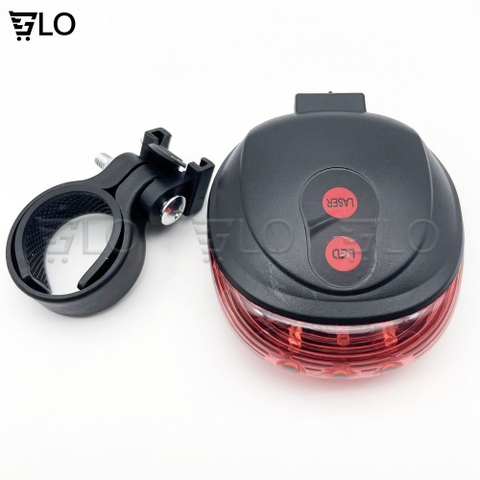 Đèn Led Hậu 2 Dải Laser + 5 Bóng Led Cảnh Báo Xe Đạp Gắn Phía Sau, Chống Nước Giúp Đạp Xe An Toàn Ban Đêm