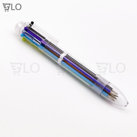 Bút Bi Đầu Tròn 6 Đầu 6 Màu Độc Đáo Tiện Dụng, Có Màu Đen, Đỏ, Xanh, Xanh Lá, Tím, Cam - Nhỏ Gọn, Đa Năng, Sáng Tạo