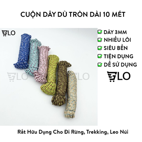 Cuộn Dây Dù Tròn 7 Lõi Nhiều Màu Dài 10m Siêu Chắc - Đồng Hành Cùng Mọi Hành Trình Dã Ngoại