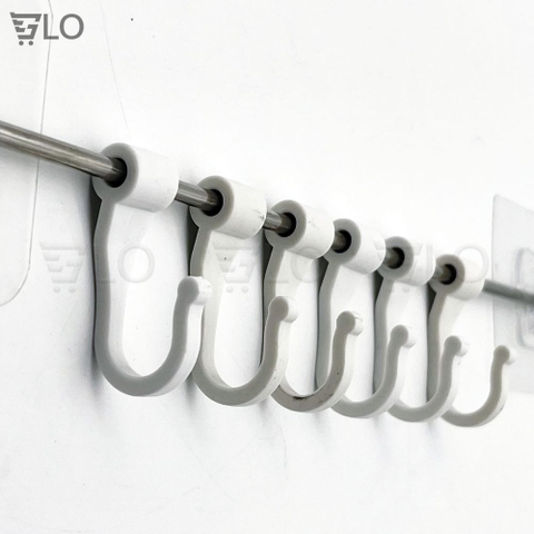 Thanh 6 Móc Nhựa Dán Tường 38.5x7cm Xoay 360 Độ – Tiện Lợi Mọi Không Gian, Đáp Ứng Mọi Nhu Cầu