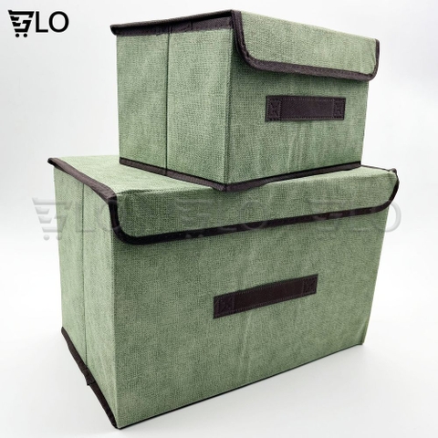 Combo 2 Hộp Vải Đựng Đồ Đa Năng, Thùng Đựng Quần Áo, Đồ Lót, Đồ Chơi Gấp Gọn Bằng Vải, Cứng Cáp Có Nắp Đậy