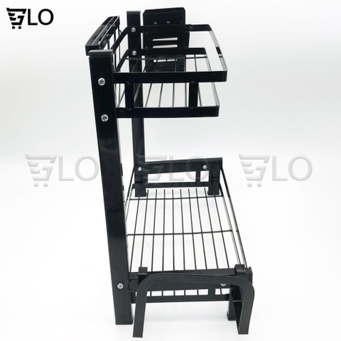 Kệ Đựng Gia Vị 2 Tầng Inox Kích thước 52x32x2.5cm Phủ Sơn Tĩnh Điện Mẫu Mới Để Bàn Cao Cấp