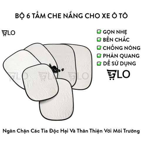 Bộ 6 Tấm Chắn Nắng Tròn Xốp Dày Dặn Cho Xe Ô Tô Có Miếng Nút Giác Hút Cố Định, Miếng Che Nắng Cửa Oto Xe Hơi Cách Nhiệt