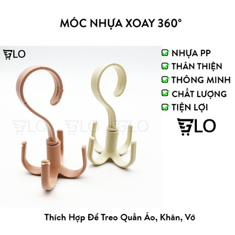 Móc Nhựa Xoay 360 Độ 4 Chấu Tiện Dụng Treo Đồ, Phơi Quần Áo, Túi, Thắt Lưng, Giày Dép, Khăn Chịu Lực Cao