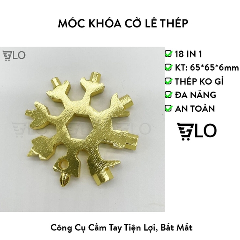 Móc Khóa Cờ Lê Thép Đa Năng 18 In 1, Hình Bông Tuyết Bát Giác Đa Chức Năng Nhỏ Gọn Bỏ Túi, Lục Giác Cầm Tay