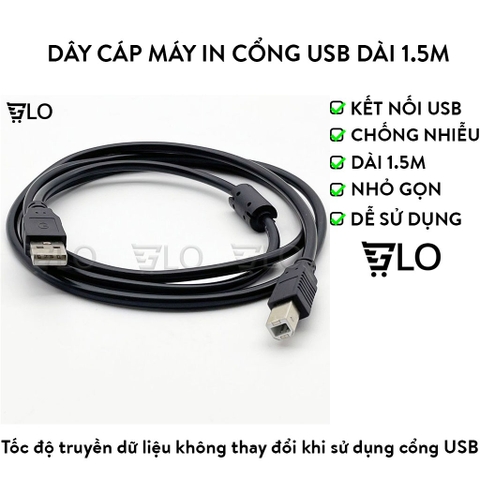 Dây Cáp Máy In Cổng Usb Dài 1.5m Đến 5m Có Cục Chống Nhiễu Hàng Loại Tốt