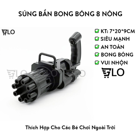 Súng Bắn Bong Bóng 8 Nòng Siêu Mạnh Cho Bé