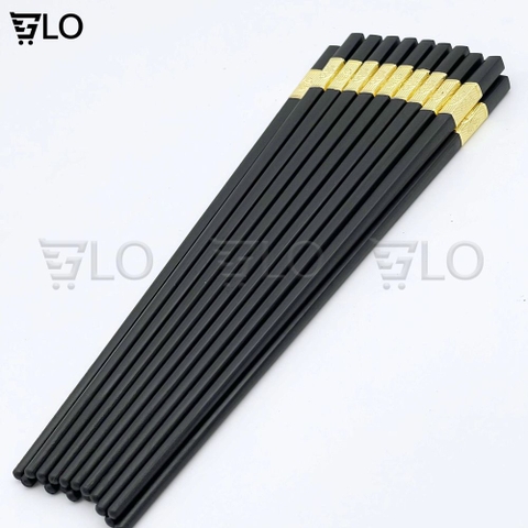 Bộ 10 Đôi Đũa Mạ Vàng, Đũa Hợp Kim Chống Mốc Hàn Quốc, Đầu Đũa Có Độ Nhám – Gắp Thức Ăn Dễ Dàng, Không Trơn Trượt