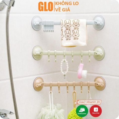 Thanh Treo Nhà Tắm Hút Chân Không Có 6 Móc Tiện Lợi - Gọn Gàng – Thẩm Mỹ – Lắp Đặt Chỉ Trong 30 Giây