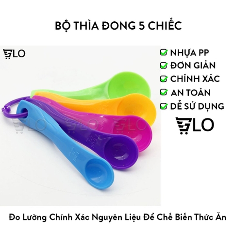 Bộ Thìa Đong 5 Chiếc Định Lương Dung Dịch, Muỗng Đong Gia Vị Nhà Bếp, Làm Bánh Ngọt