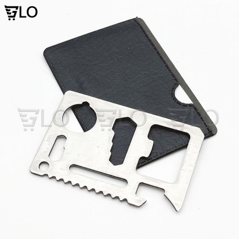 Tấm Thép Đa Năng Không Gỉ Mini 11 Công Dụng Treo Móc Khóa, Dụng Cụ Sinh Tồn Dao Đi Phượt Sửa Chữa Mở Vặn Ốc Vít Khui Nắp
